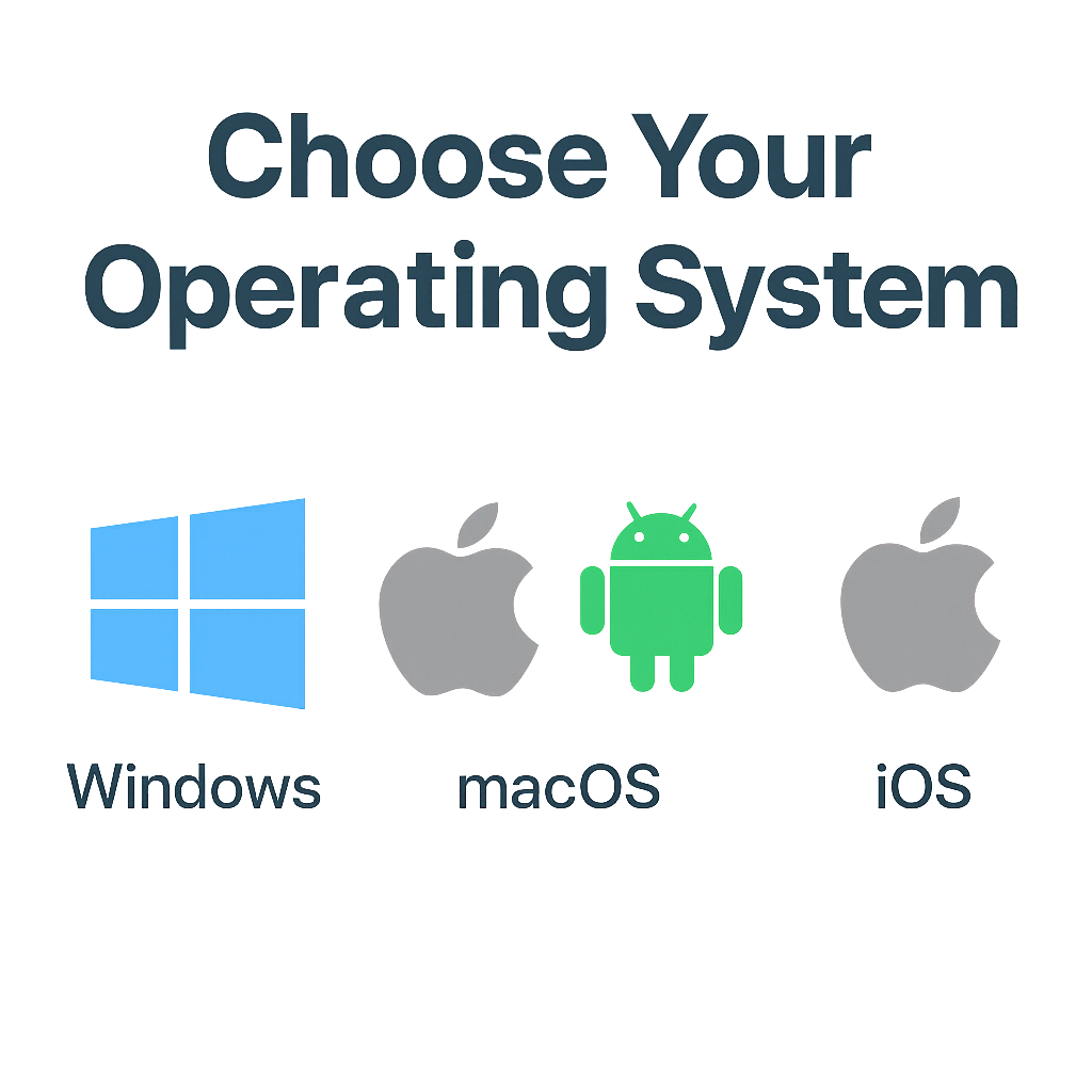 Select Windows, macOS, Android or iOS